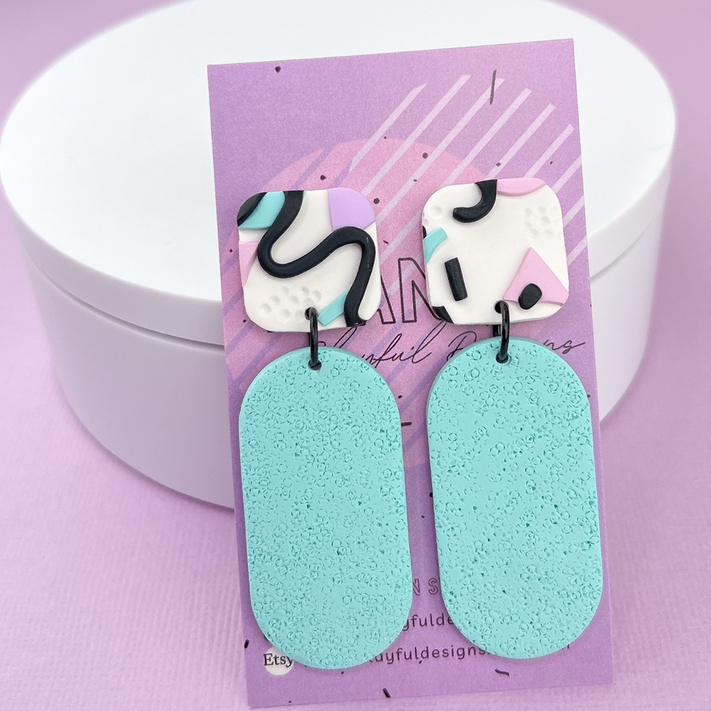 Memphis Pattern Handmade Polymer Clay Jewelry Earrings Lightweight Funky…